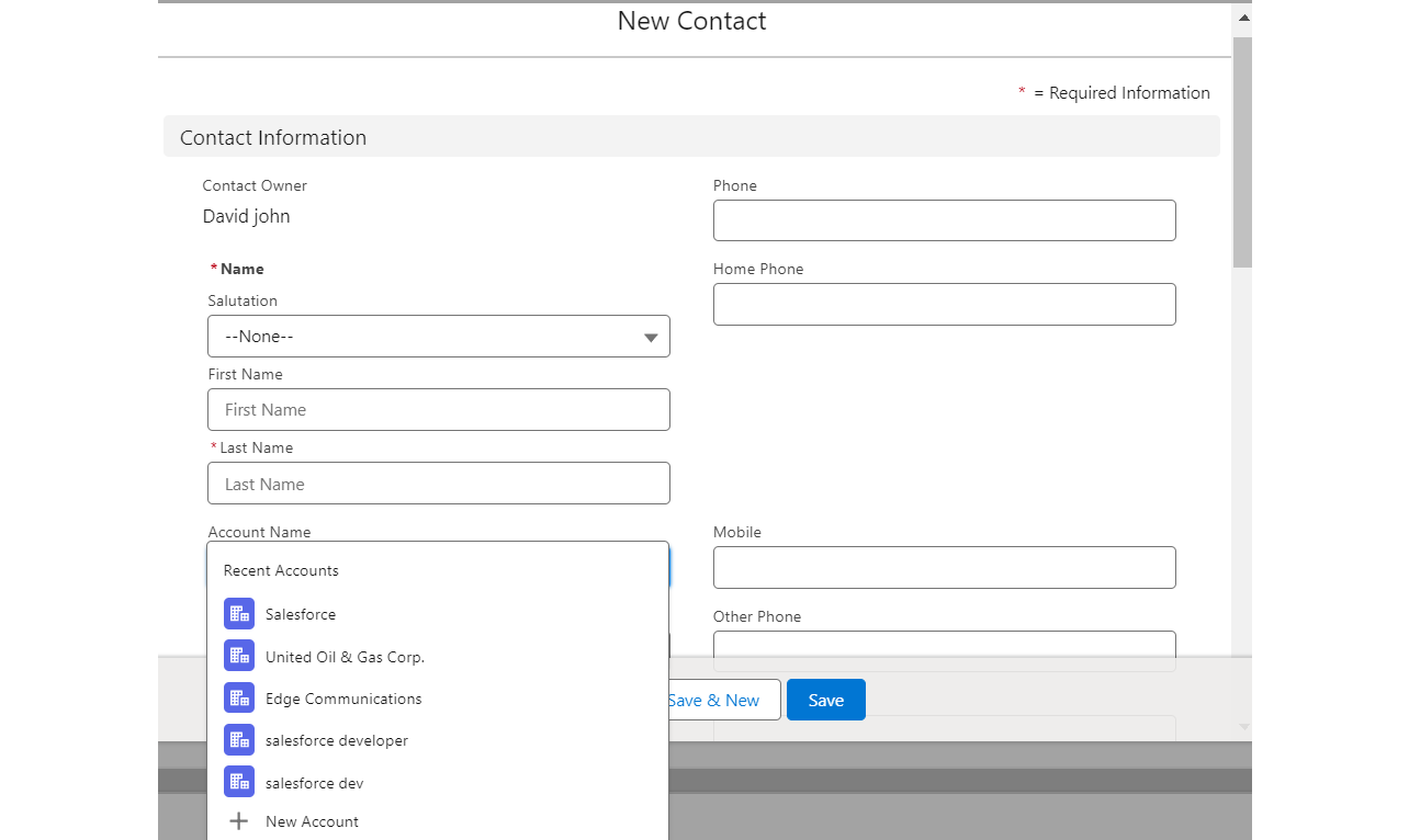 Account creation to learn contacts are necessary