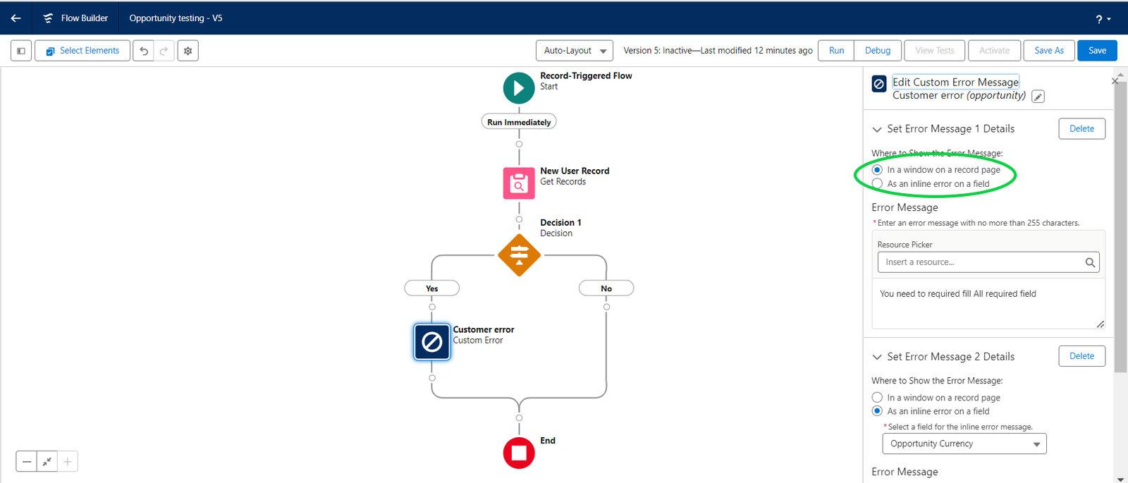 Edit Custom error message while create Salesforce Flow Custom Error Component