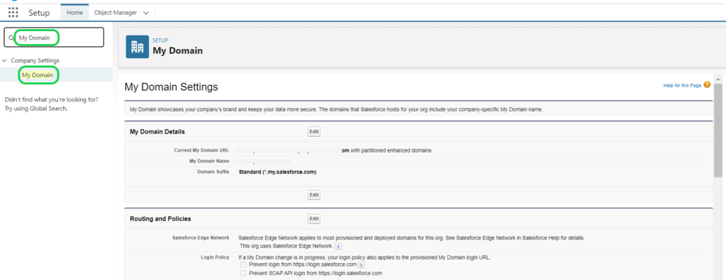 open My domain to quick find box  while Changing My Domain Name