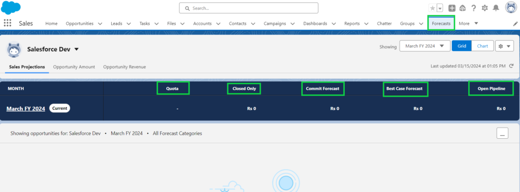 open forecasts  when you set up forecasting in salesforce