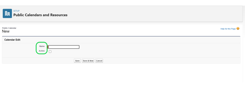 Add Name and checked Active Check Box when create Calendar