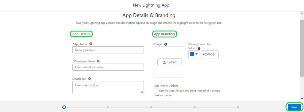 Add App Details And Branding While Creating Lightning App