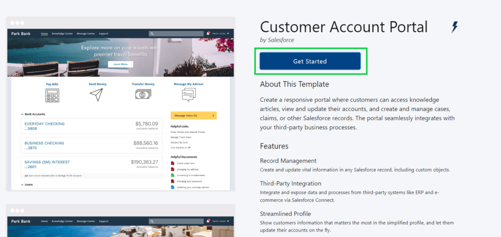 Get started in customer account portal salesforce