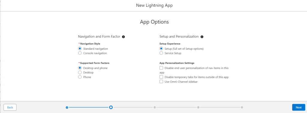 setting up navigation and form factor