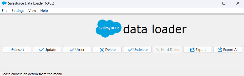 Salesforce Data Loader offer  insert, update, Upsert, Delete, Undelete and export all feature