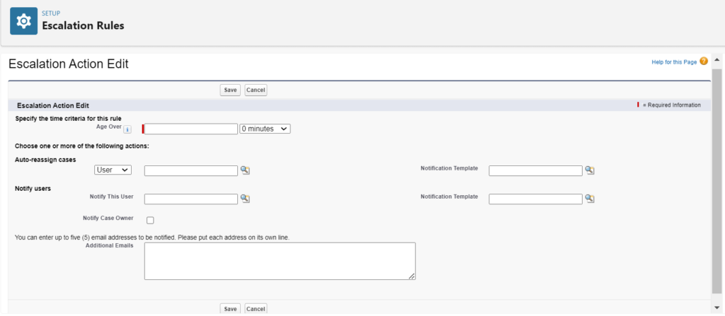 Add escalation Action while you have create escalation rule